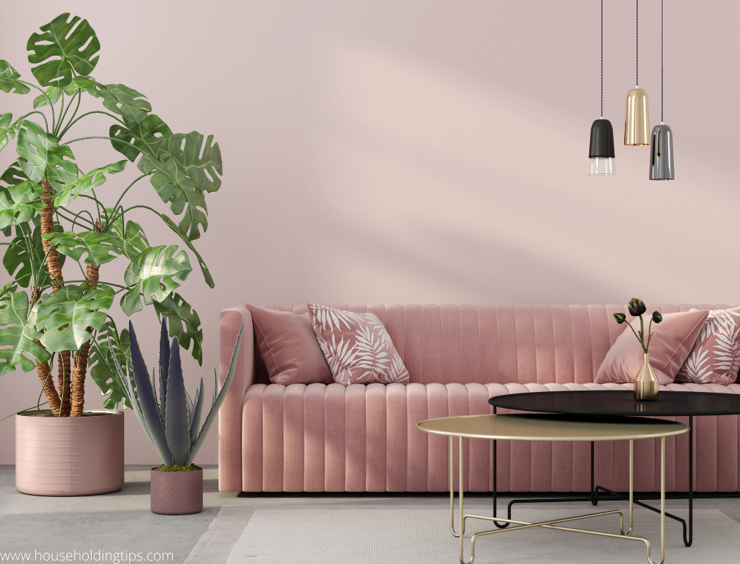 Pink Velvet Sofa and Floor Colors
